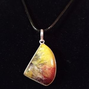 Rainbow quartz druzy pendant necklace